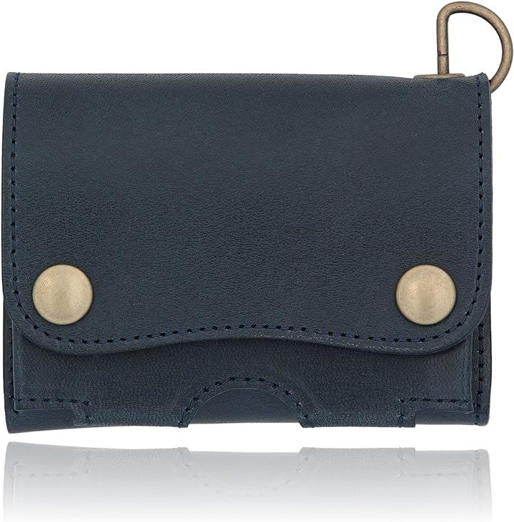 トラッカーウォレット ショート 本革 三つ折り財布 栃木レザー メンズ レディース バイカーズウォレット ミニウォレット ミニ財布 小さい財布 レザーウォレット( ネイビー)