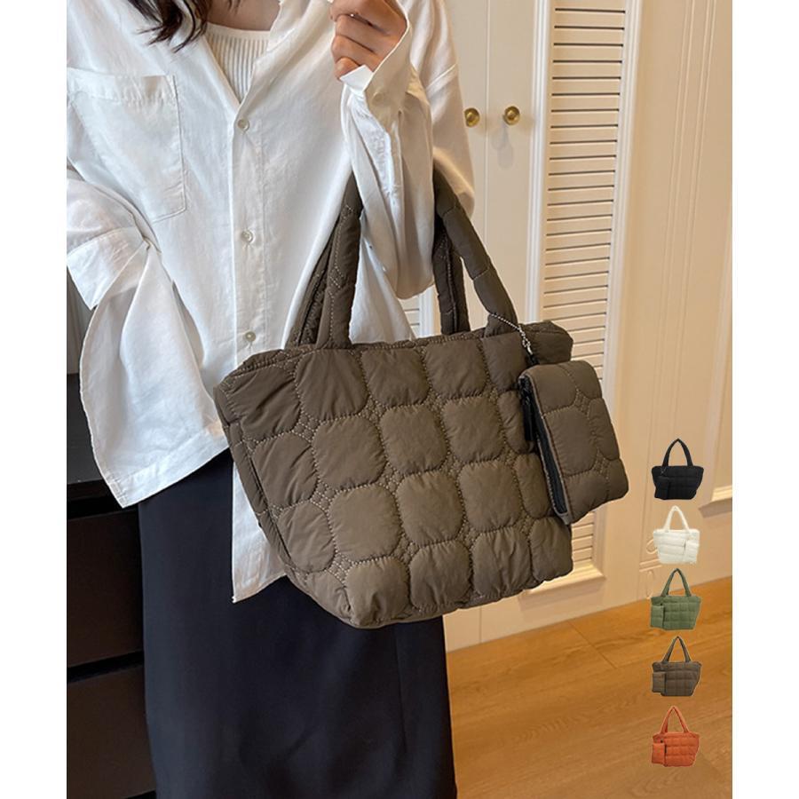 BIGSALE韓国風キルティングトートバッグポーチ付き