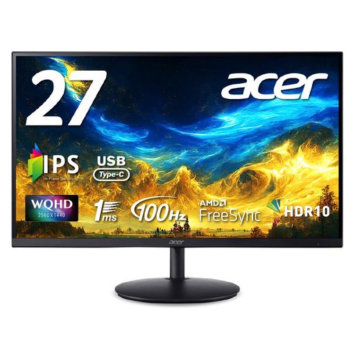 ACER モニター 27インチワイド WQHD IPS 非光沢 100HZ 1MS(VRB) NTSC 72% AMD FREESYNC HDMI 2.0 USB DISPLAYPORT V1.2 3 41,951円