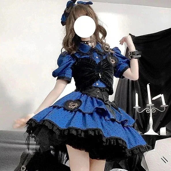 INS話題今人気のロリータSALE スパイシーキャンディスプリットロリータセット愛されドッキングワンピース 公演着 ドレス コスチューム