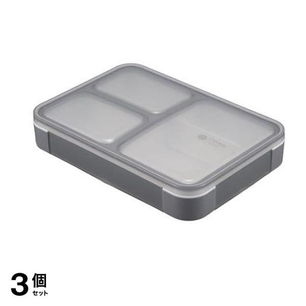 CB JAPAN (シービージャパン) 薄型弁当箱 抗菌 フードマン 600 600mL (グレー) 3個セット