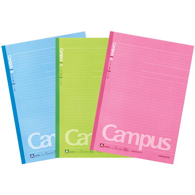 他サイト： キャンパスノート (ドット入り罫線・カラー表紙) A罫 3色パック コクヨ ﾉ-203CATX3の商品画像