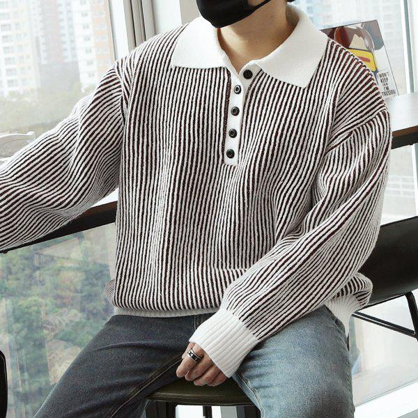 WML メンズ ビッグサイズ スノー リブ カラ 配色 ニット