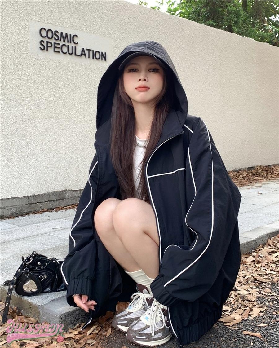 ブルゾン セクシー ブルゾン ブルゾン スタンド 長袖 お出かけ BF風 ストリート ショート サイズアウター ハイ アウター ライン入り トップス カジュアル トップス スタイルアップ