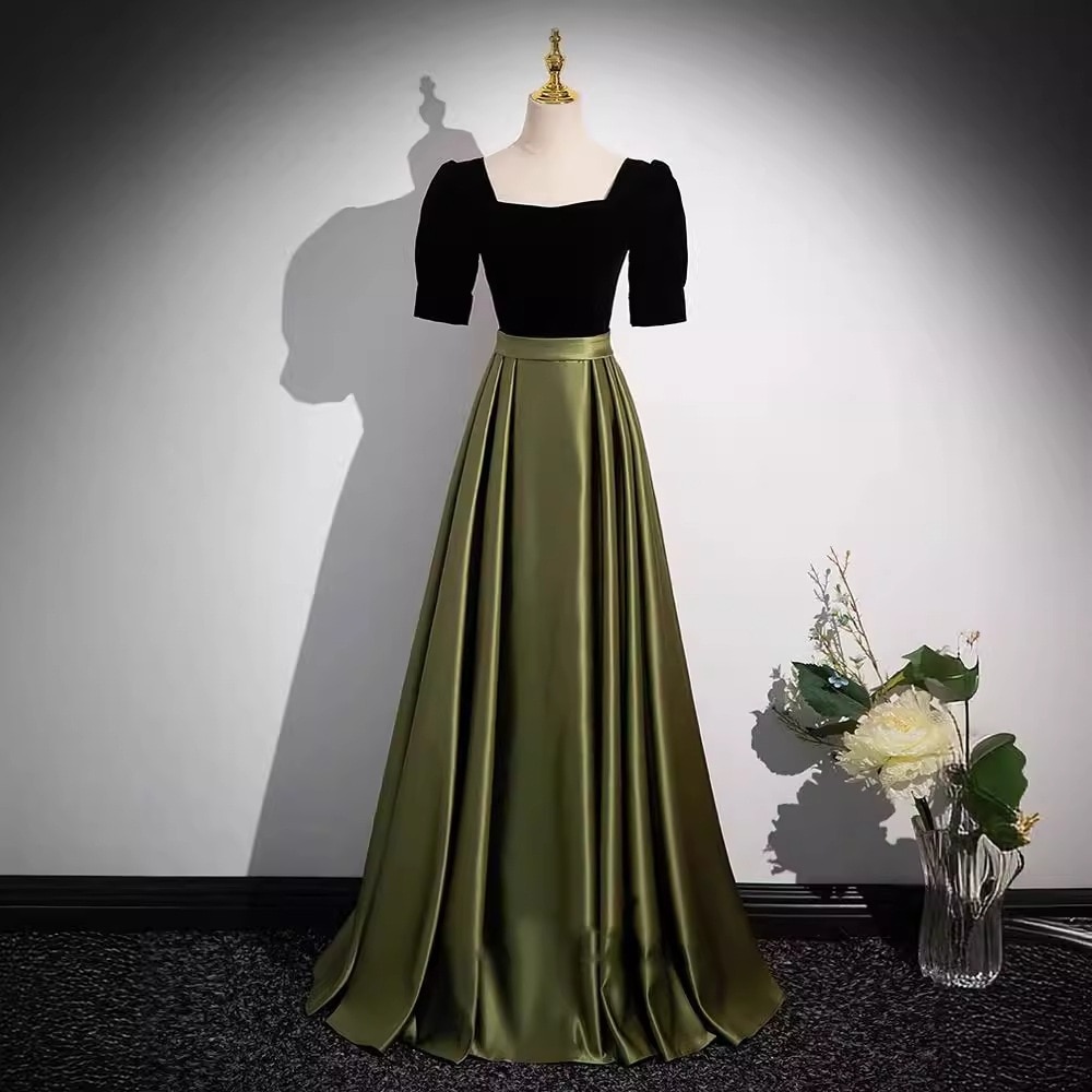 女性用イブニングドレスブラック2024新しい宴会ファッション気質コーラスドレスアートテストホストイブニングドレス