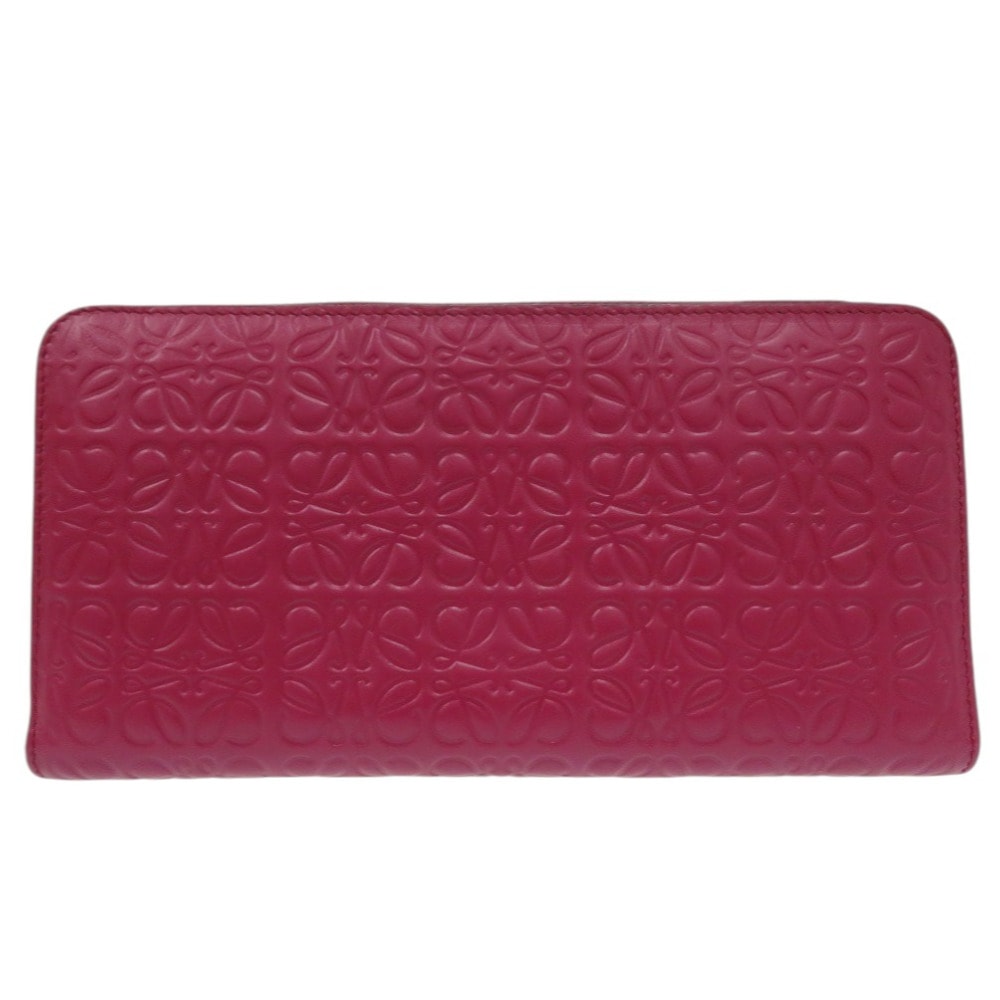 新品同様 ラウンドファスナー リピートアナグラム 261850 長財布 レザー/レザー マゼンタ 0741【中古】 レディース