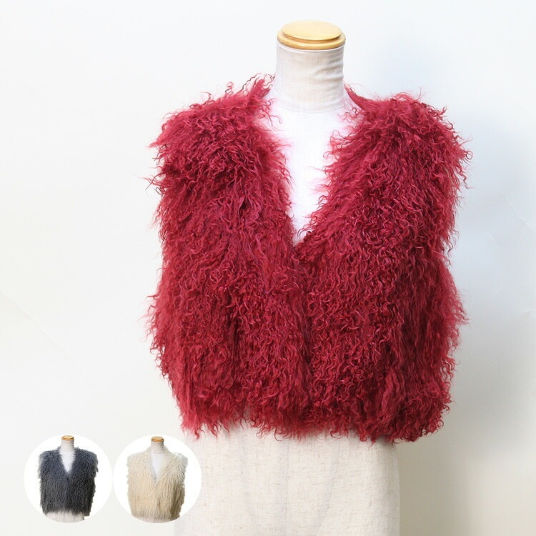 ベビーチベットラム ポリエステル ファー ベスト 送料無料 レディース ギフト プレゼント