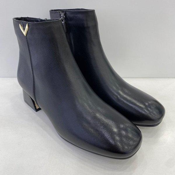 女性V字飾りファーアンクルブーツPFDWSB875BK HSYI5A GN