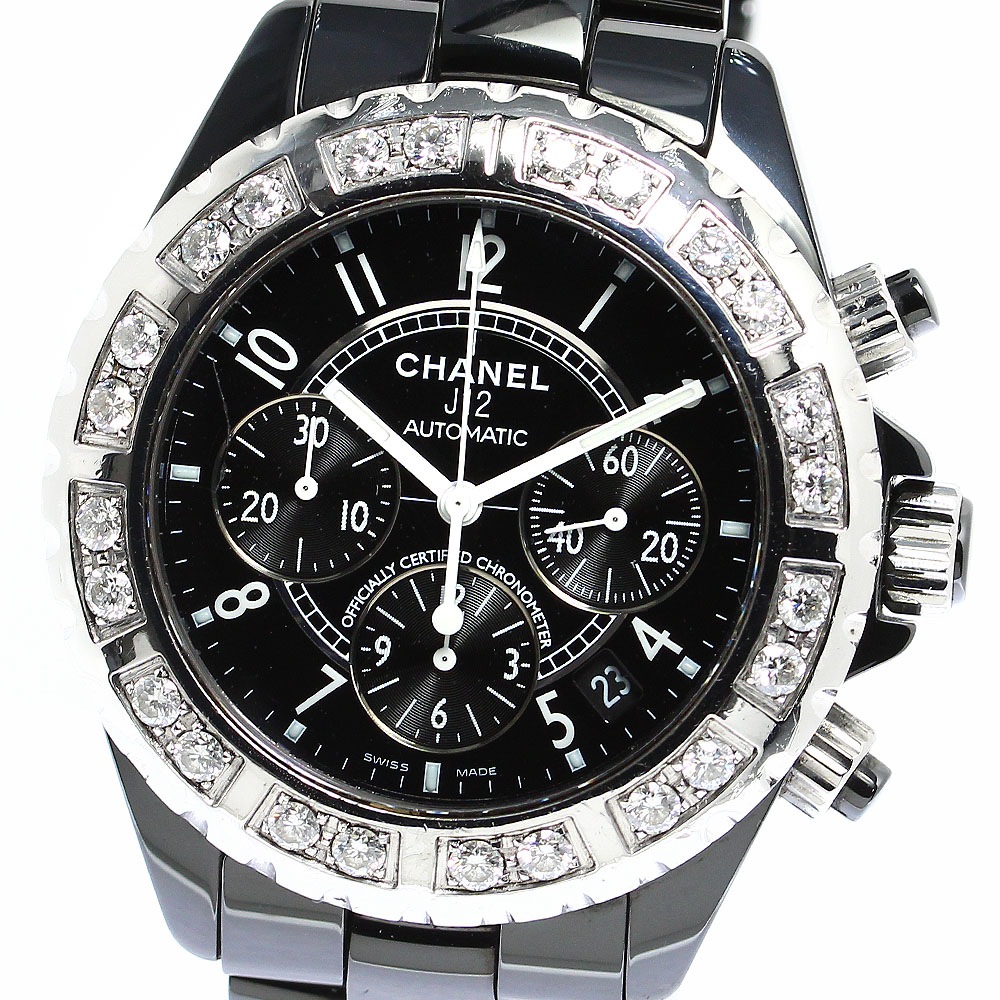 シャネル CHANEL H1178 J12 ダイヤベゼル ブラックセラミック 自動巻き メンズ _774518【中古】