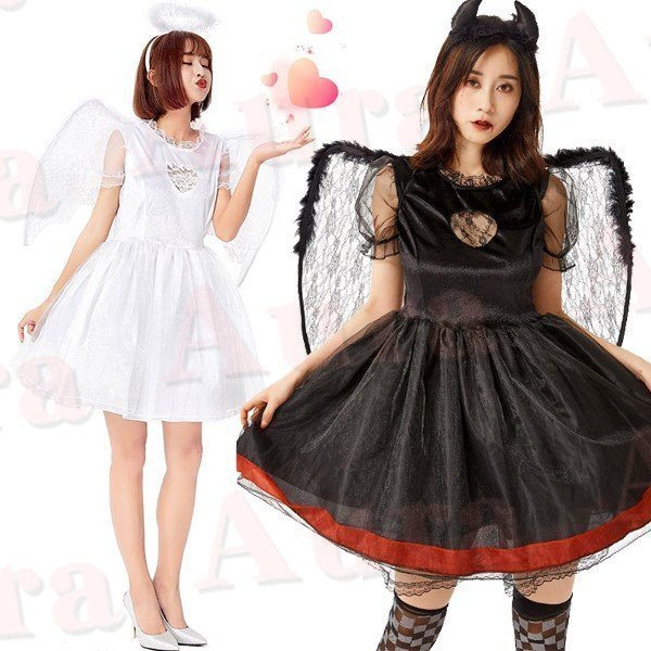 悪魔 小悪魔 天使 ハロウイン衣装 悪魔 コスプレ衣装 天使と悪魔 仮装 エンジェル 可愛い セクシー レディース デビル&エンジェル コスチューム 変装 文化祭
