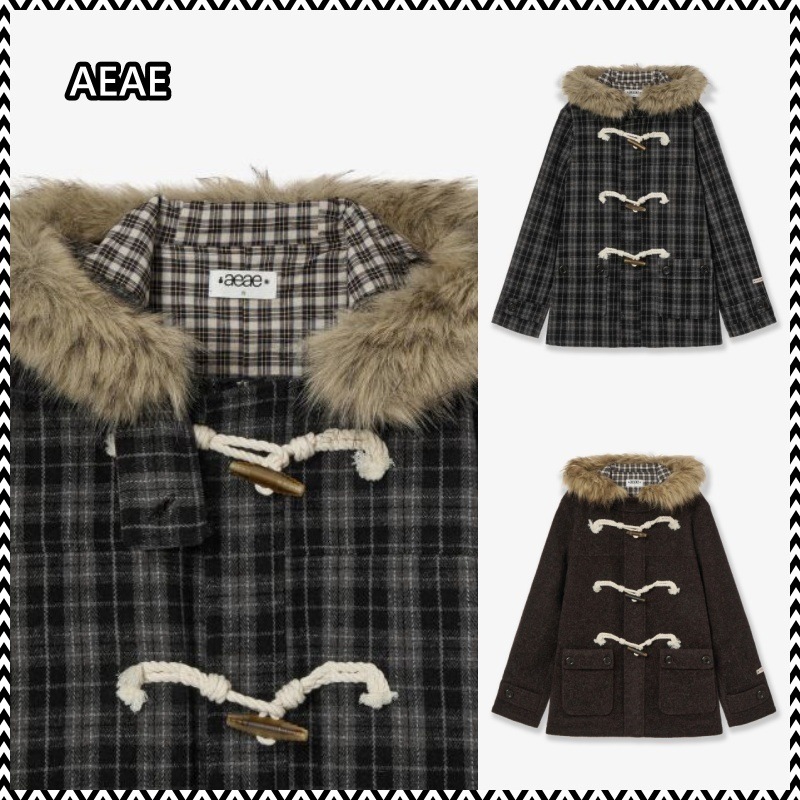 AEAE FUR HOOD DUFFLE COAT