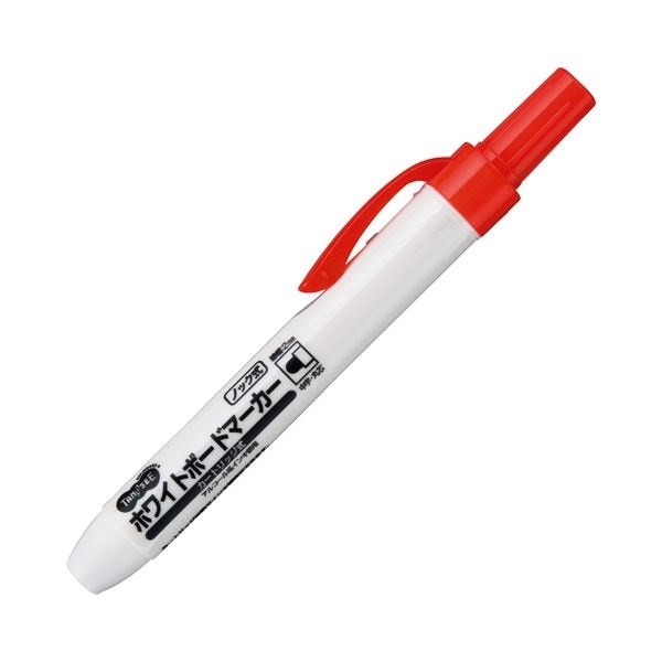 （まとめ） TANOSEE ノック式ホワイトボードマーカー カートリッジタイプ 中字丸芯 赤 1本 100セット