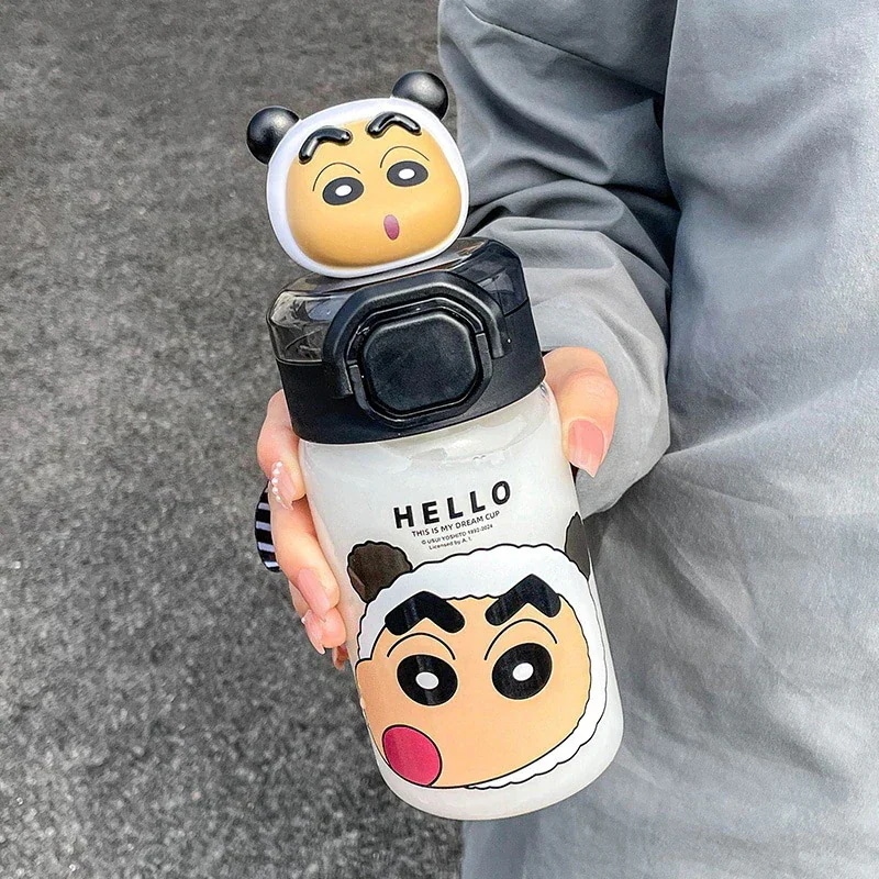 【超お得1つ買うと10個もらえる】好評 一部即納！クレヨンしんちゃんグラス女子高ホウ素シリコン水杯高温に強い学生かわいいミルクカップストロー付き