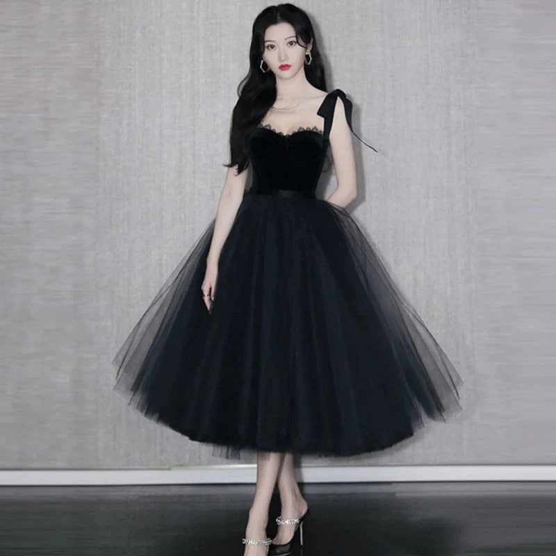 【3日で出荷】ブラックイブニングドレス新作上品な宴会司会者ワンピース 気質 結婚式 演奏会 発表会 卒業式 成人式 同窓会 ドレス