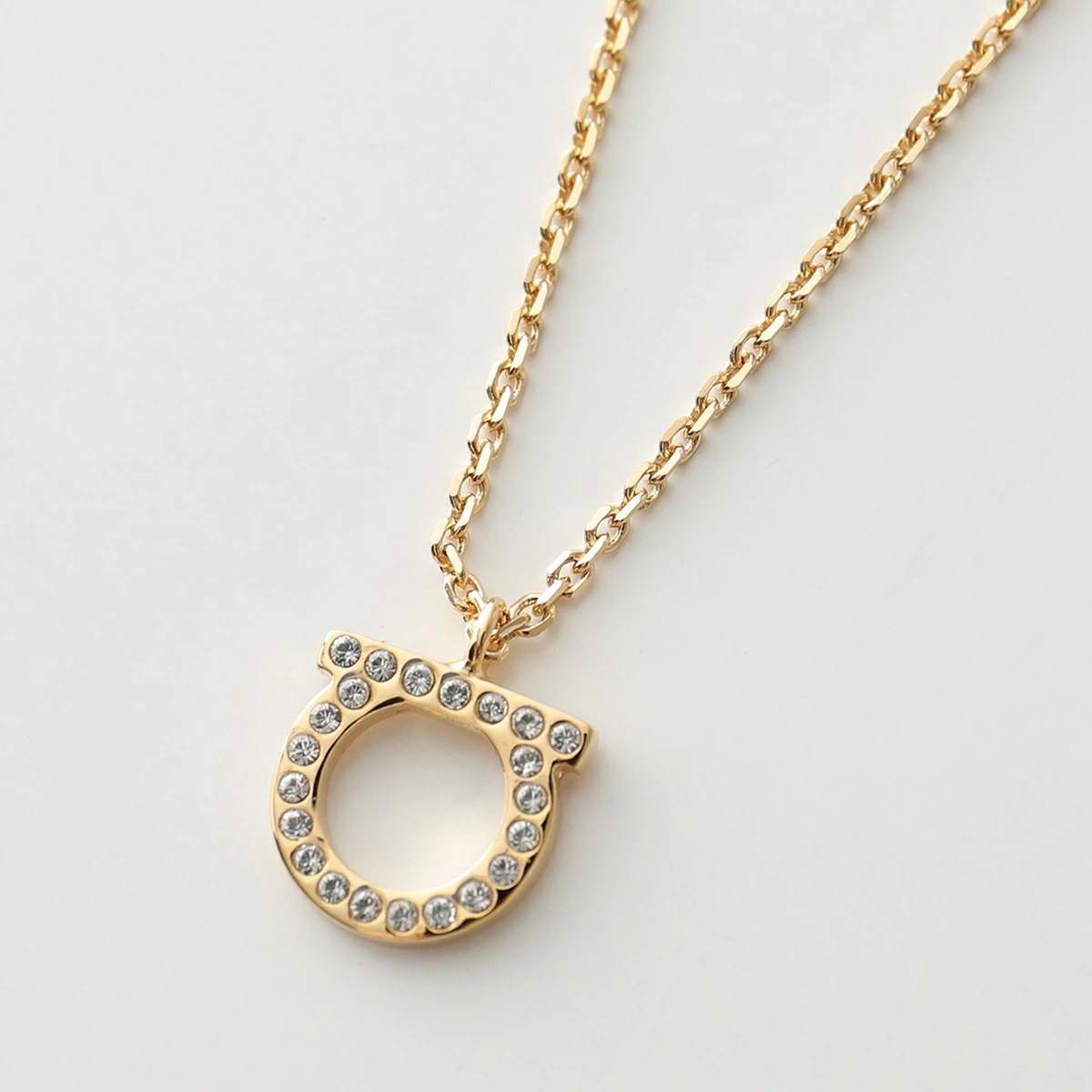 FERRAGAMO フェラガモ 76 0132 001 ガンチーニ ネックレス クリスタル ペンダント CRYST-OROL レディース