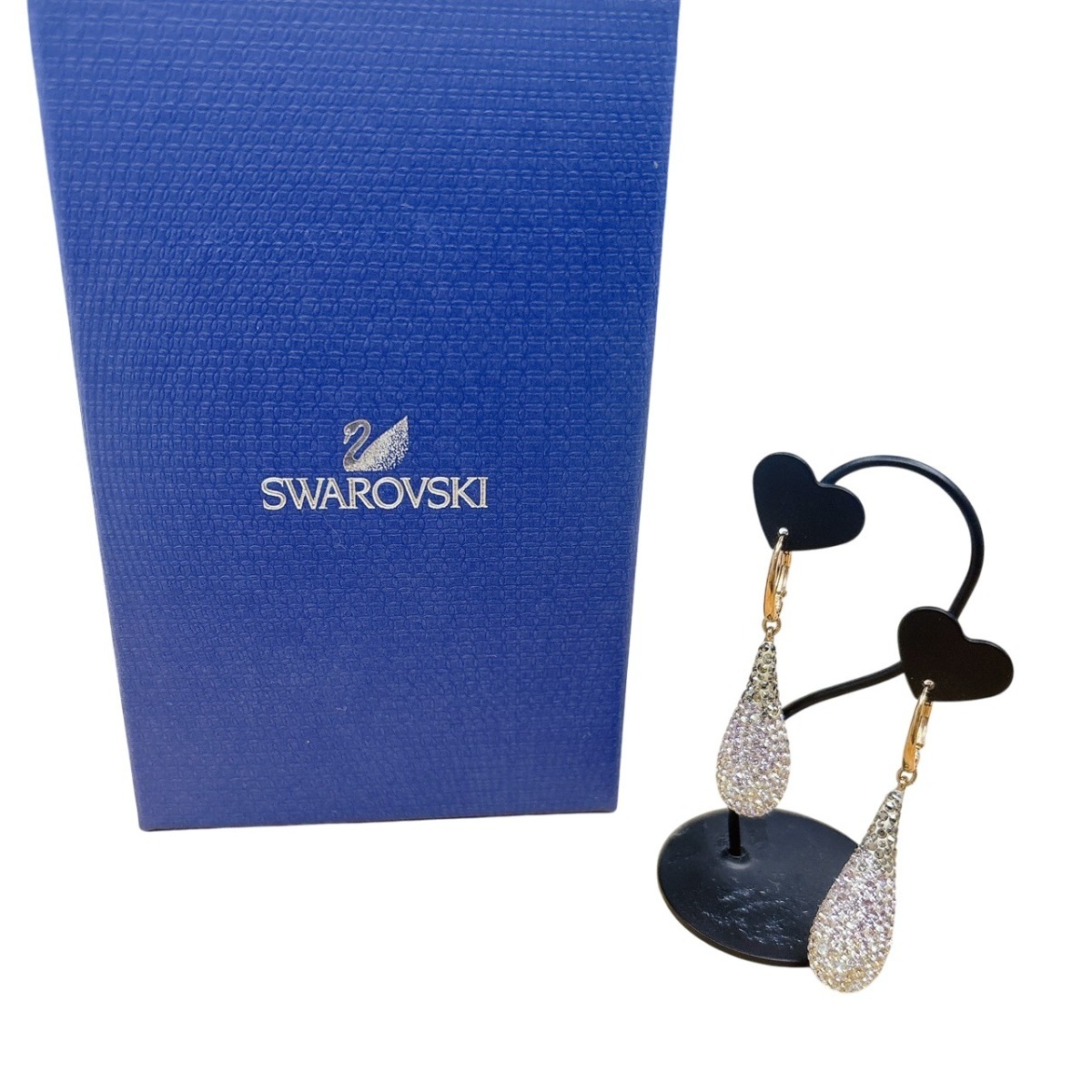 ラインストーン 大粒 ドロップピアス ゴールド