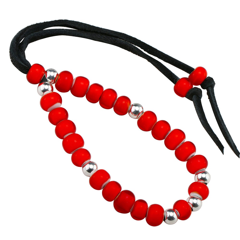 925 本革ブレスレット ホワイトハーツ [hm030]