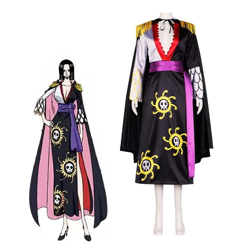 ワンピース蛇姫cos服女帝ボヤハンクコス黒セットコスプレハロウィンショー服