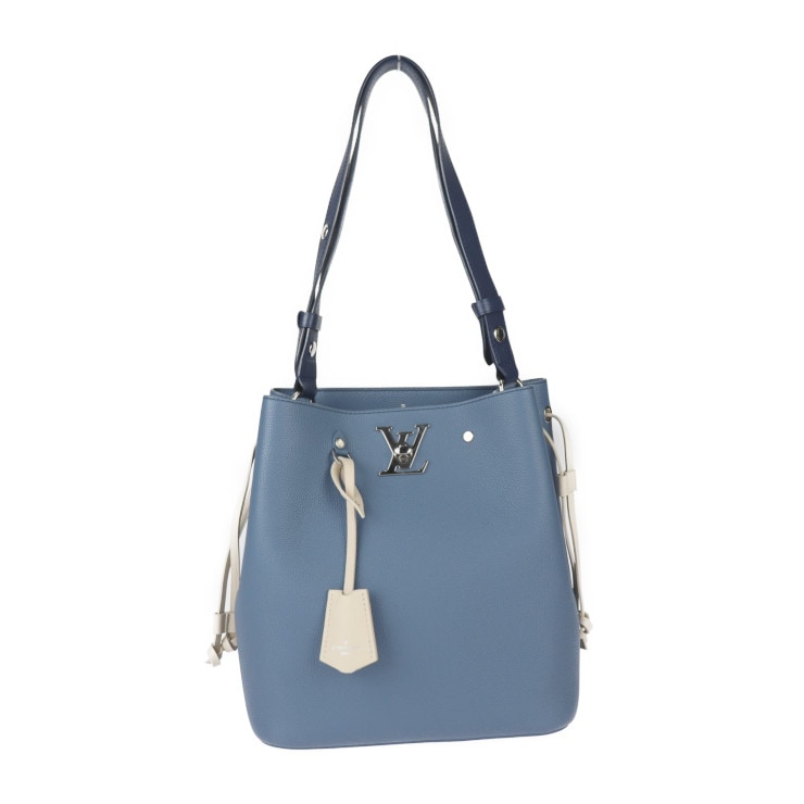 超美品 LOUIS VUITTON ルイ ヴィトン ハンドバッグ M51413 ロックミー・バケット トリヨンレザー ブルージーン シルバー金具 2WAY ショルダーバッグ ターンロック 本物保証 中ハンドバッグ