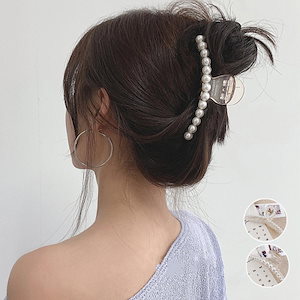 バンスクリップ可愛いヘアクリップヘアアクセサリーおしゃれ髪飾りフェイクパールワニクリップ大きめ