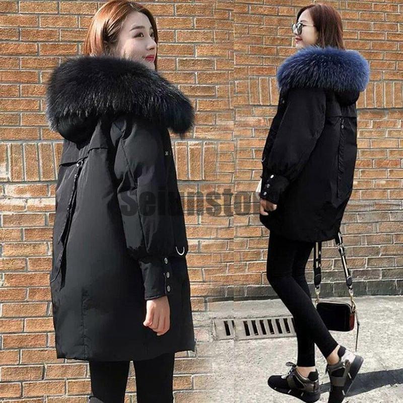 モッズコート ダウンジャケット レディース 冬 40代 中綿ダウンコート ミディアム丈 カジュアル エコファーフード付 ダウンジャケット アウター暖かい オシャレ