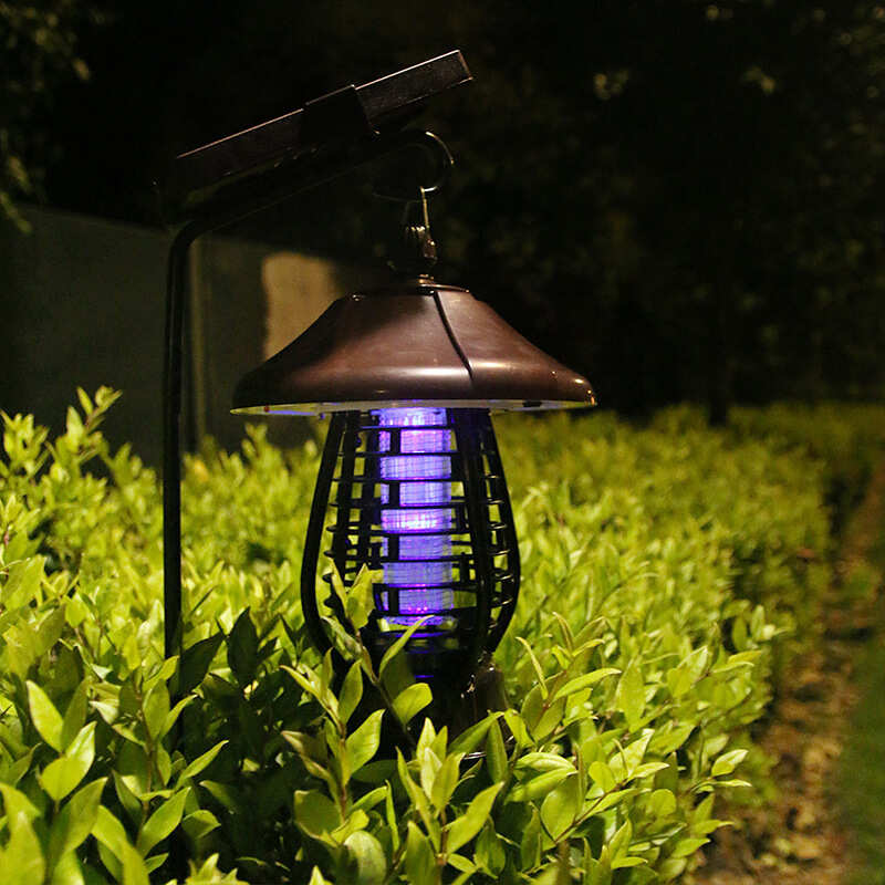 【ソーラー充電式】ガーデンLEDランプ付き殺虫器 バグザッパー＆モスキートキラー 防水設計でアウトドア・キャンプにも最適！