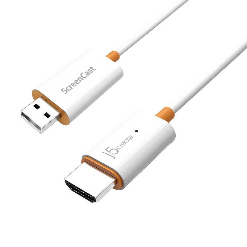 J5　ScreenCast ワイヤレスHDMIミラーリング ドングルレシーバーHDMI(オス)USB-A(オス) ホワイト [0.6m /HDMIDisplayPort]　JVAW56