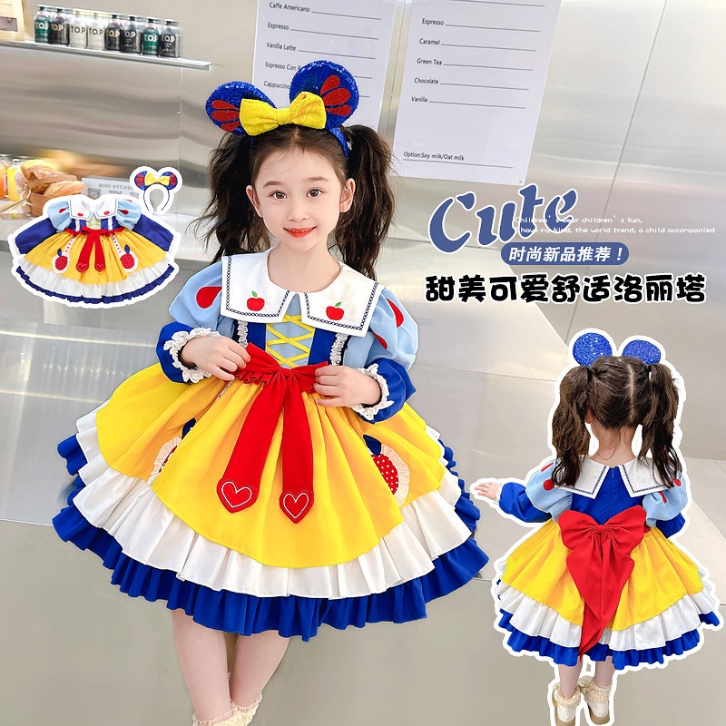 クリスマス90 ~ 150cm春のドレスドレス5女の子春と秋の白雪姫ロリータスカート3小さな女の子の人形の襟