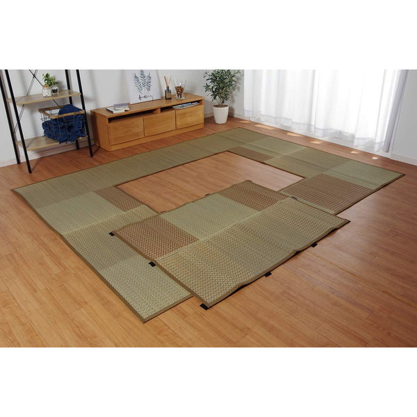 1060960024303 堀こたつ対応 い草ラグ DX堀炬燵敷きピア ベージュ 約191×250cm 中抜き:約90×120cm メーカー直送
