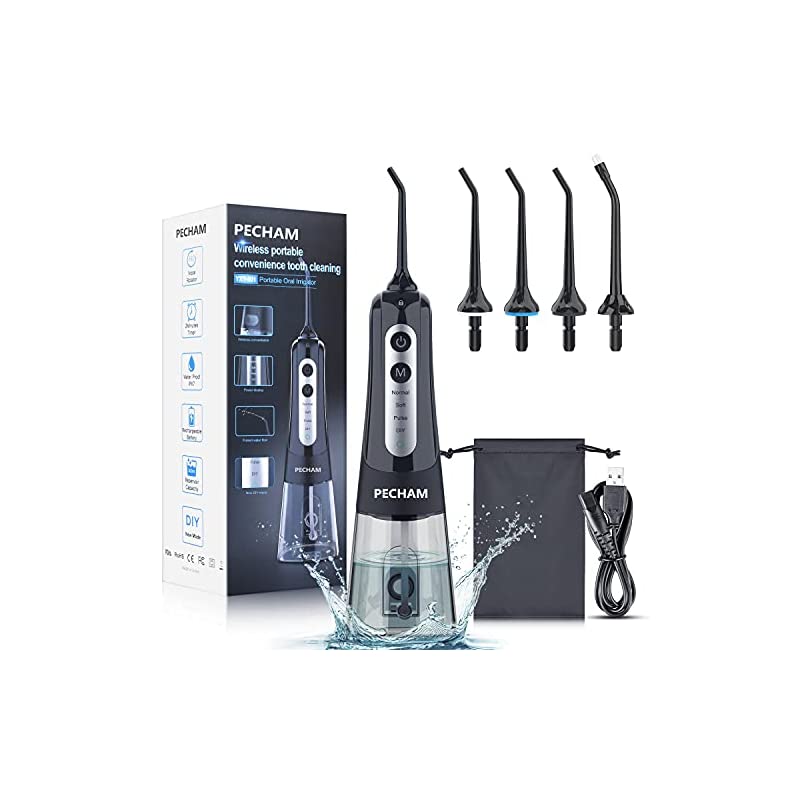 口腔洗浄器 ジェットウォッシャー 口腔洗浄機 USB充電式 携帯型 歯間ジェット洗浄(ブラック)