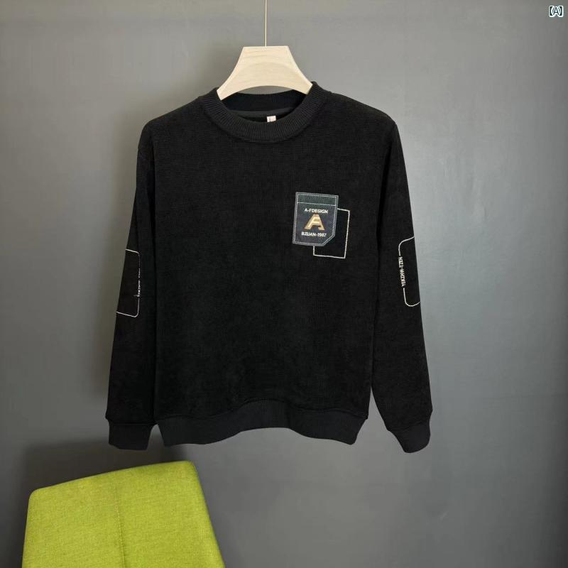 メンズ　メンズファッション セーター 秋冬 刺繍 裏起毛 厚手 インナー 重ね着 シャツ 6,276円