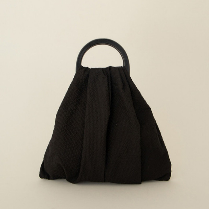 [KINDERSALMON] ウッドハンドル ミニトートバッグ ブラック