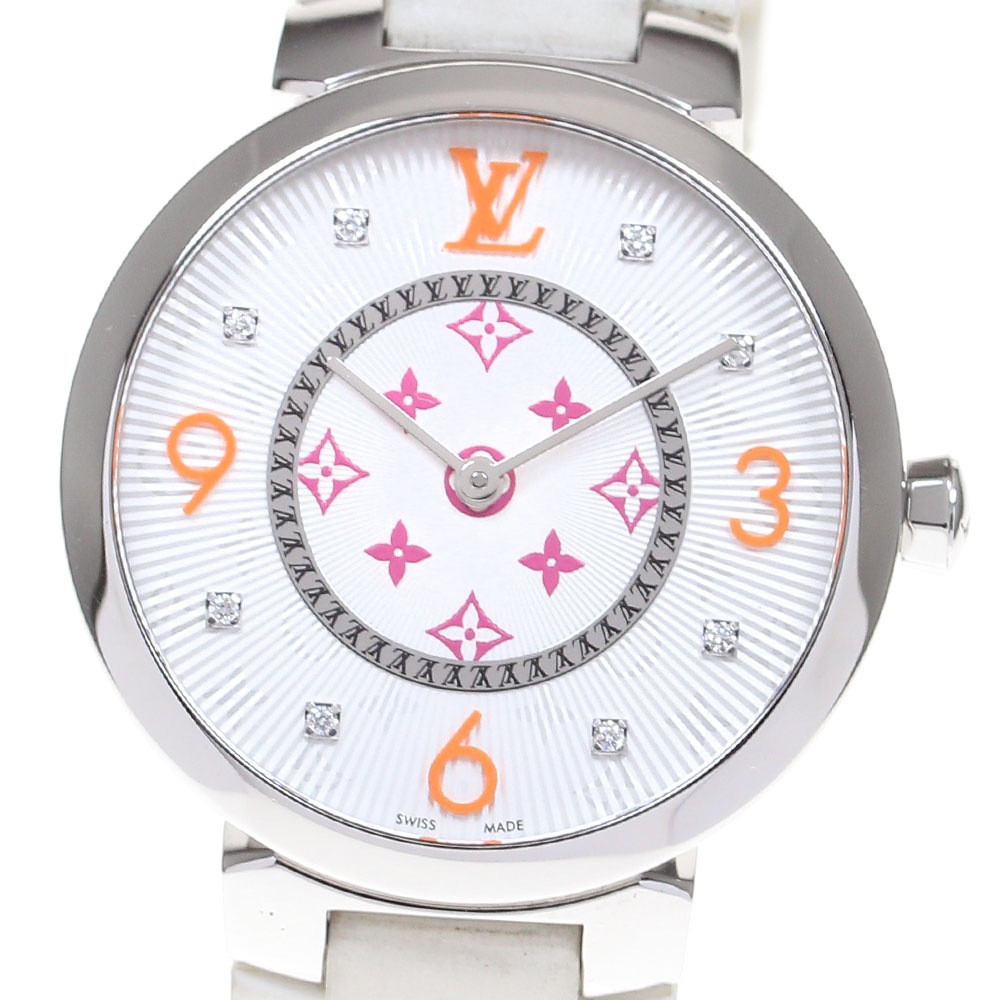 ルイ・ヴィトン LOUIS VUITTON QA147 タンブール モノグラム フューシャ＆オレンジ クォーツ レディース _831831【中古】