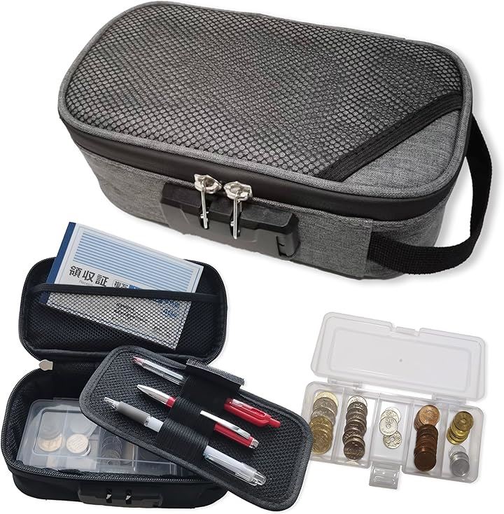 タクシー用釣り銭バッグ 家計管理 ポーチ 釣り銭ケース 集金ポーチ ガジェットポーチ 小型 手提げ金庫 グレー(グレー)