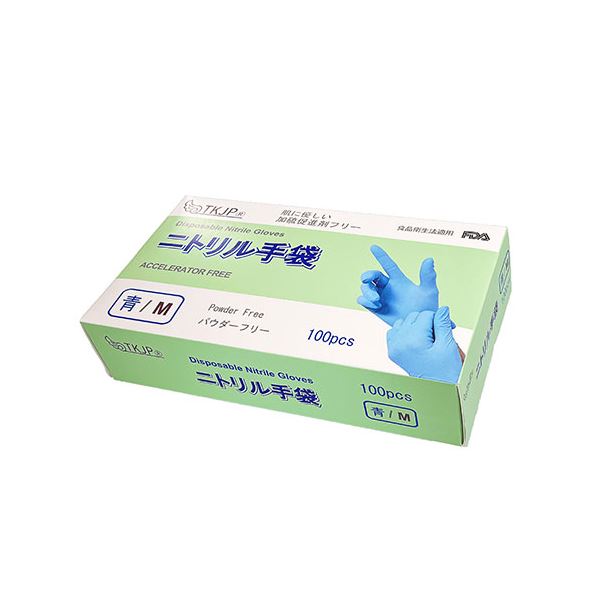 [5セット] TKJP ニトリル手袋 肌に優しい/加硫促進剤不使用/食品衛生法適合 ブルー Mサイズ 100枚（1箱） glove004-100-mX5その他