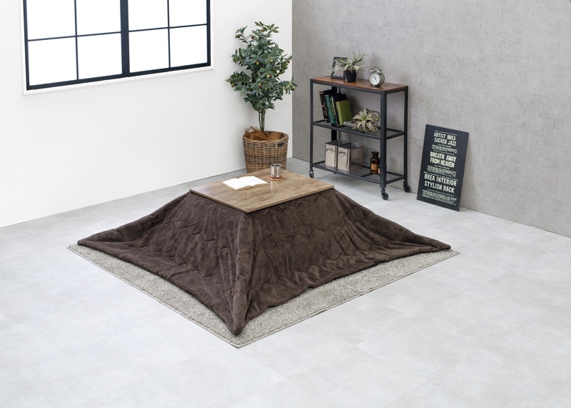 こたつセット こたつ うす掛布団 2点セット アンティークナチュラル/ブラウン 75x60cm ヴィンテージテイスト 継足 オールシーズン コタツ テーブル