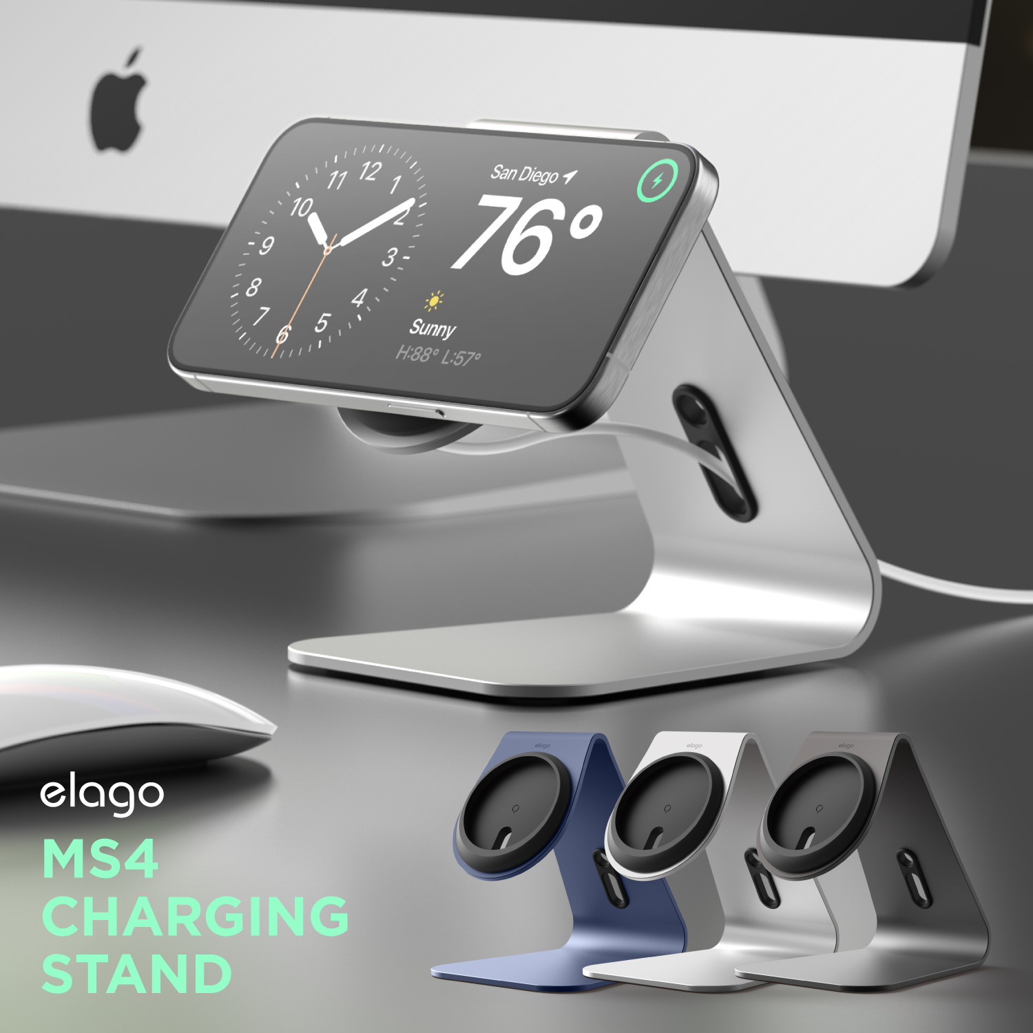 MagSafe スタンド iPhone12 各種対応 アルミ 製 MagSafe充電器 用 卓上スタンド シンプル マグセーフ スマホスタンド 充電台 MS4 CHARGING STAND elago