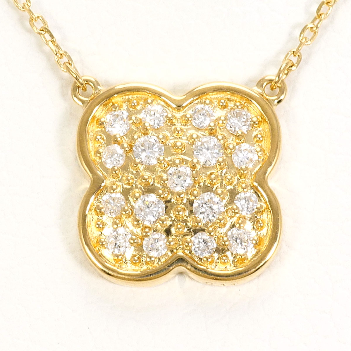 K18 18金 YG イエローゴールド ネックレス ダイヤモンド 0.11ct 総重量約1.5g 約41cm 中古