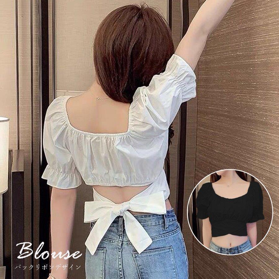 バックリボン スクエアネック ブラウス バレンタイン 2023 プレゼント