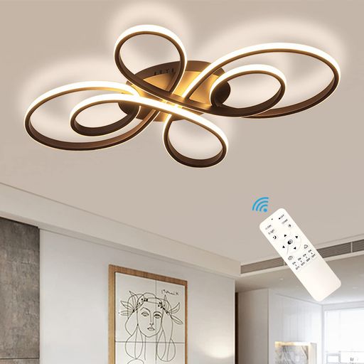 LEDシーリングライト リモコン付き 無段階調光調色 常夜灯 タイミング機能 照明器具 天井/間接照明 おしゃれ 北欧 8畳 和室 ダイニング リビング 居間/寝室用 72W (コーヒー色,80*50
