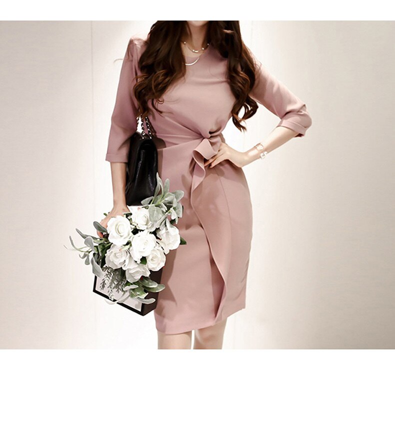 ワンピース ワンピドレス 膝上 7分袖 l 大人可愛い きれいめ カジュアル おしゃれ お洒落 かっこいい 大人女子 こなれ感 ラフ 柄 春 夏 秋 冬 オールシーズン 10代 20代 レディ