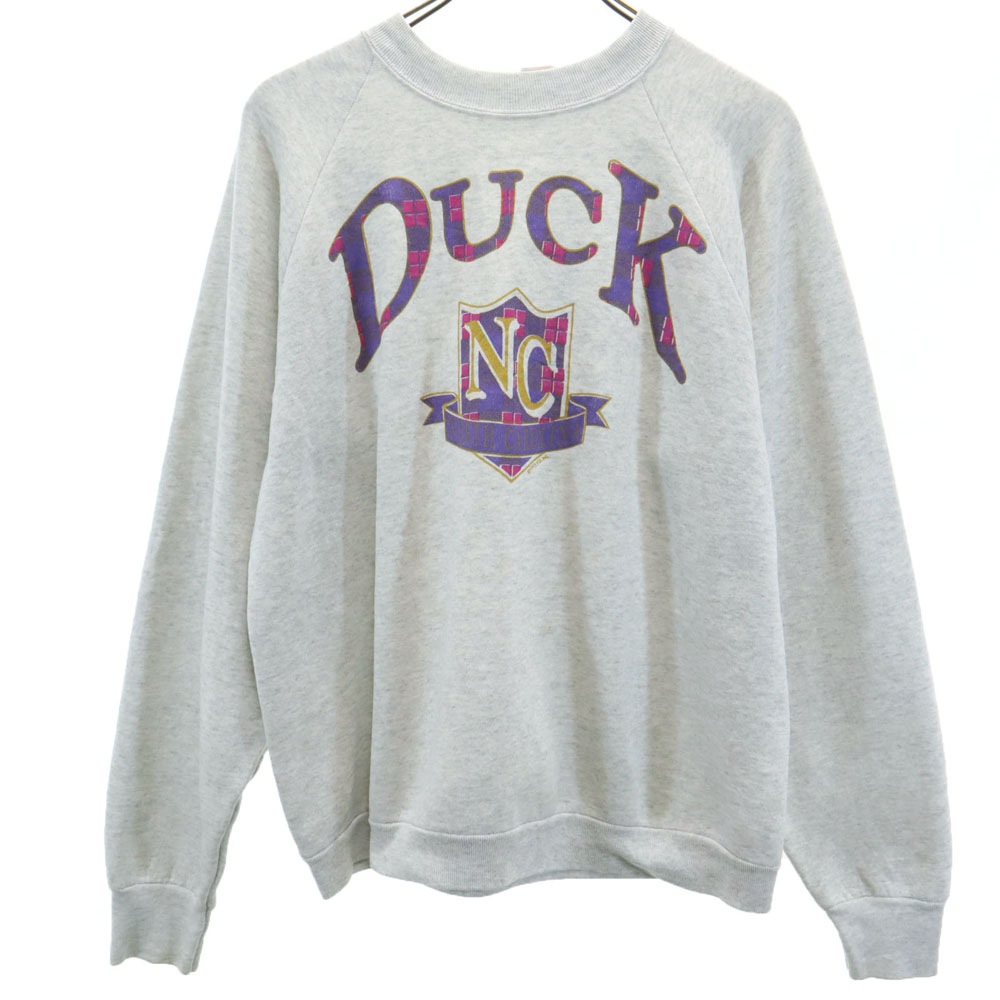 90s USA製 オールド 長袖 スウェット トレーナー L グレー系 裏起毛 メンズ