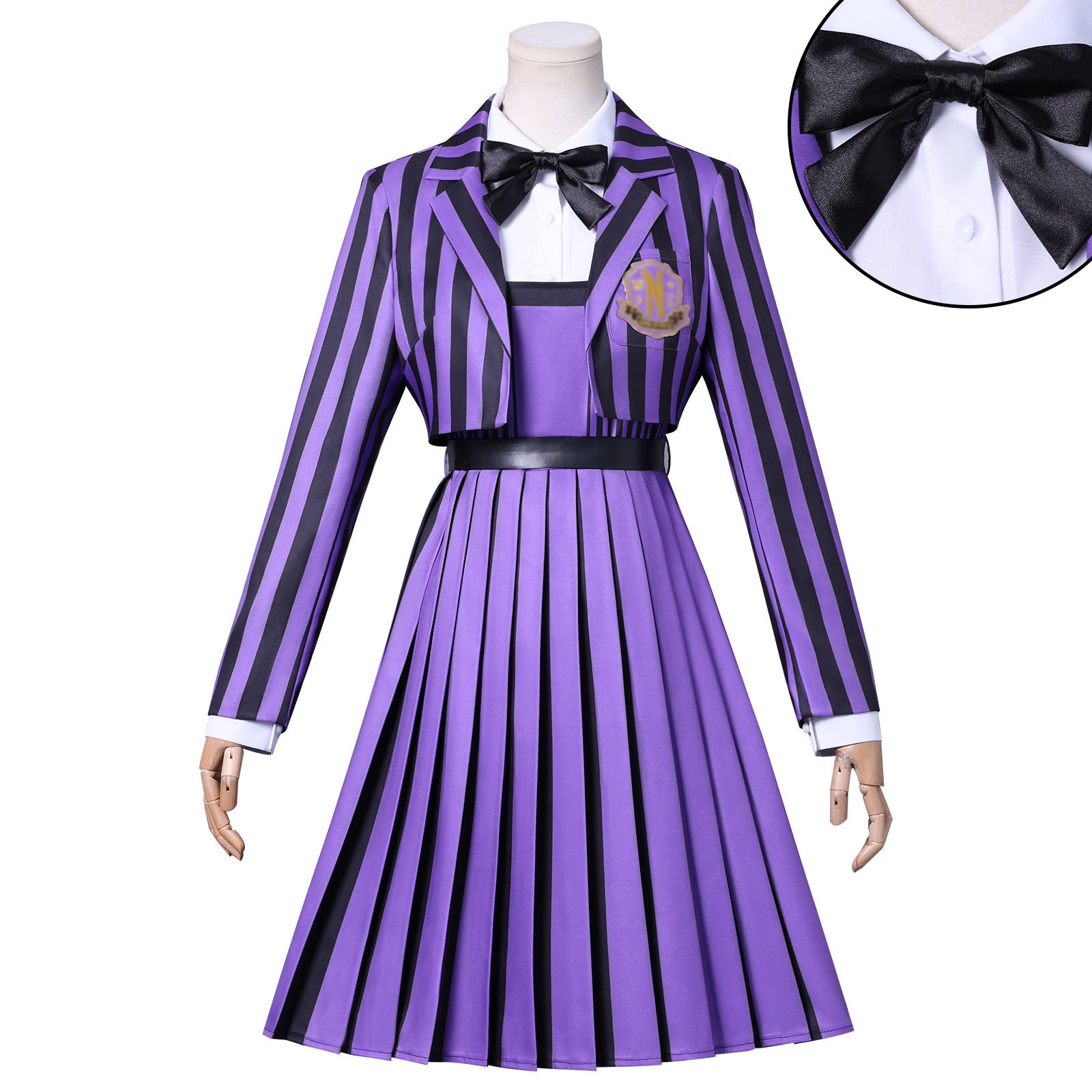 ハロウィン水曜日第2 cos服水曜日紫のストライプの制服コスプレハロウィン衣装