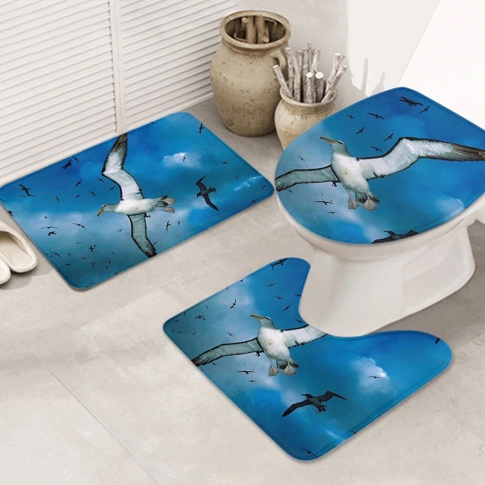 本日新発売！3ピースバスラグセット かわいい-鳥-海-Gulls お手入れが簡単 ノンスリップ 耐久性
