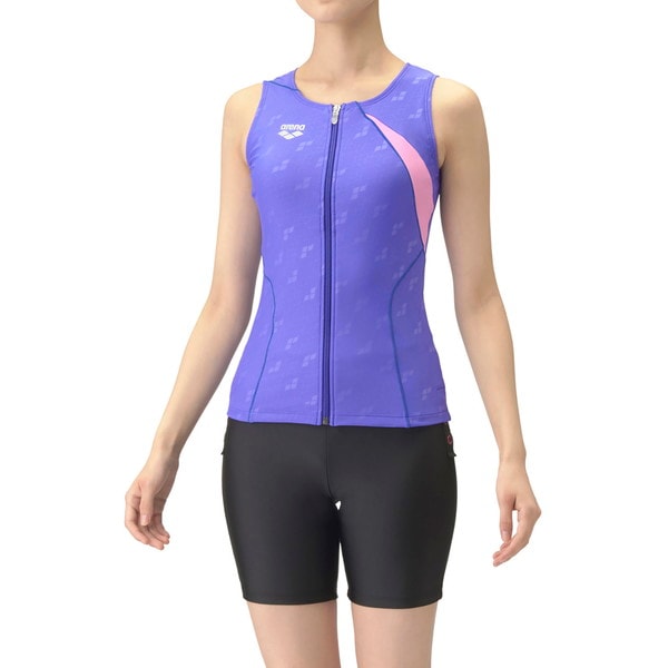 ARENA アリーナ フィットネスセパレーツ カバーバック ミドルレッグ 差し込みパッド 水泳 水着レディース AS4FWF40W-PPBK