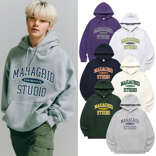 【Stray Kids アイエン着用】 正規品 COLLEGE LOGO HOODIE フードT オーバーフィット 長袖 レディース メンズ コットン  韓国ファッション 韓国ブランド