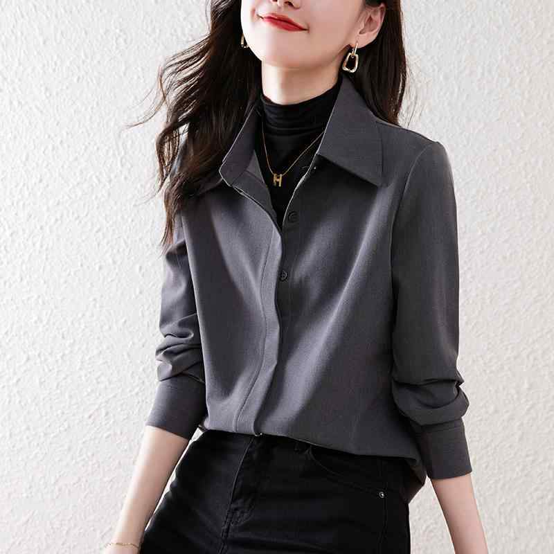 レディース シャツ ブラウス 秋冬 ガールズ 女性 カジュアル 起毛 レトロ 大きい ストレート 長袖 ポロ襟 シングルブレスト 通勤 オフィス 厚手 暖かい トップス お腹 カバー