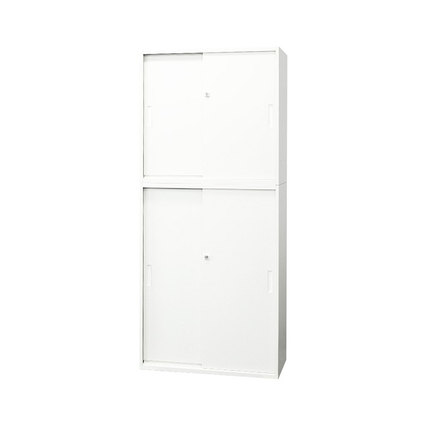法人限定 Netforce EA-8040-2H23H2-W-WH ホワイト Easembly (イーセンブリー) 引戸書庫 2台セット 2段/3段 スチール書庫 幅800×奥行400 メーカー直送