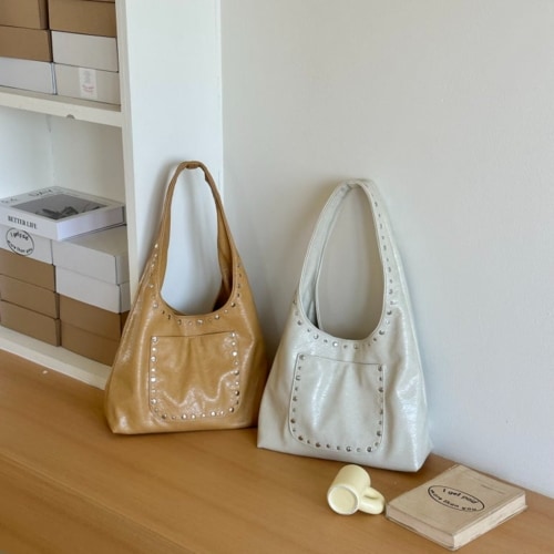 DIDANA ficce 24222 スタッドショルダーバッグ レディース バッグ 人気デイリーバッグ トートバッグ韓国バッグハンドバッグ/