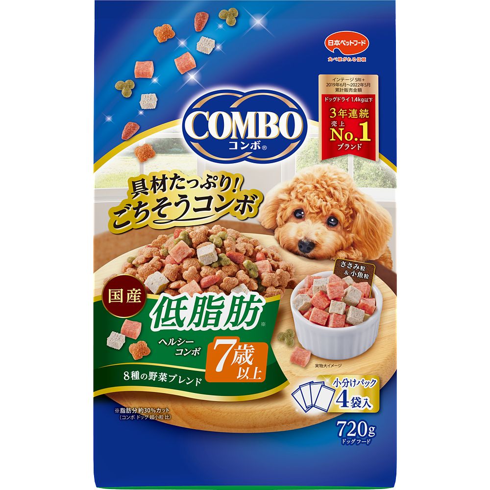 （まとめ買い）日本ペットフード コンボ 低脂肪ヘルシーコンボ 7歳以上 720g 犬用フード [x5]